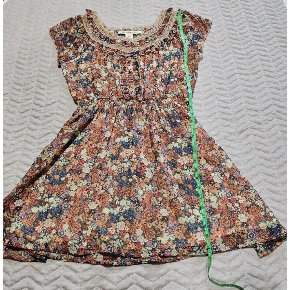 American Rag Babydoll Boho Smocked Lace Cottagecore Bloomcore Dress Size L - Picture 8 of 16